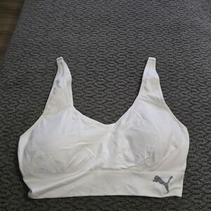 Puma Seamless Sports Bra Womens Size M White Good Adjustable Straps Bralette
